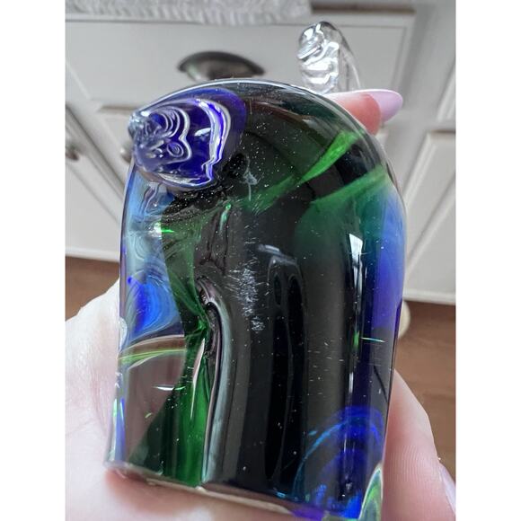 Murano ? Glass Paperweight Elephant Cobalt Blue & Green (Broken Tail) Collector - Picture 11 of 11